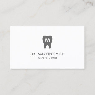 Simple Dentist Monogram Tooth Dental Appointment Card