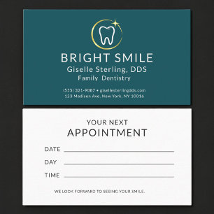 Simple Dentist Turquoise Gold Dental Appointment Card