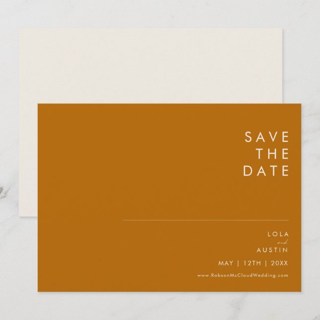 Simple Desert | Burnt Orange Horizontal  Save The Date (Front/Back)