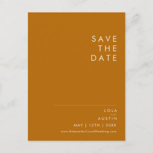 Simple Desert Burnt Orange Save The Date Invitation Postcard