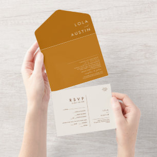 Simple Desert   Burnt Orange Seal and Send All In  All In One Invitation