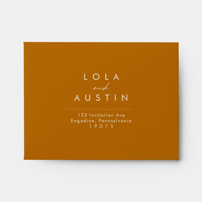 Simple Desert | Burnt Orange self-addressed RSVP Envelope (Front)