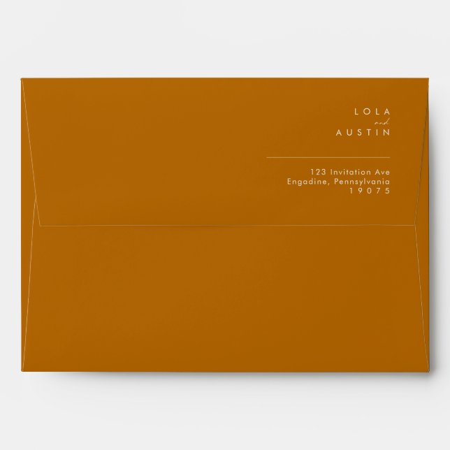 Simple Desert | Burnt Orange Wedding Invitation Envelope (Back (Top Flap))