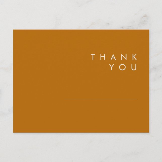 Simple Desert | Burnt Orange Wedding Thank You Postcard (Front)