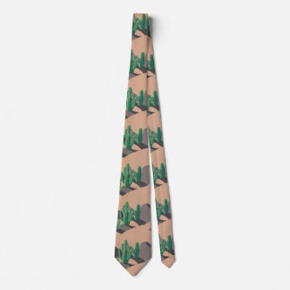 simple desert cactus pattern colourful brown moder tie