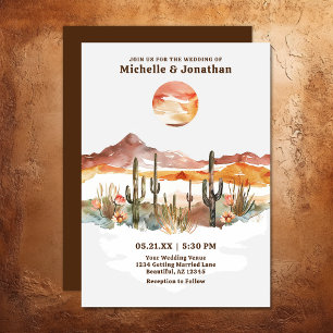 Simple Desert Cactus Western Boho Wedding Invitation
