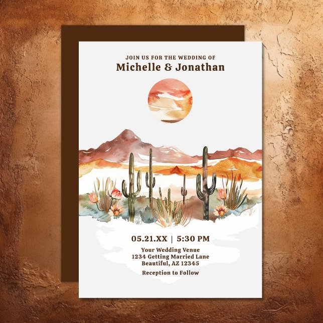 Simple Desert Cactus Western Boho Wedding Invitation (Simple Desert Cactus Western Boho Wedding Invitation)