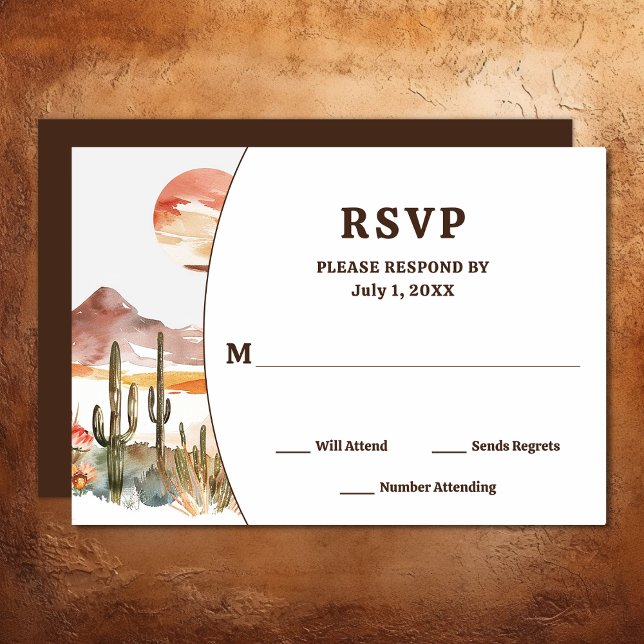 Simple Desert Cactus Western Boho Wedding RSVP Card (Simple Desert Cactus Western Boho Wedding RSVP Card)