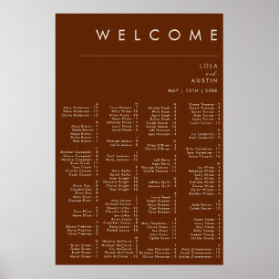 Simple Desert Dark Cinnamon Alphabetical Seating Poster