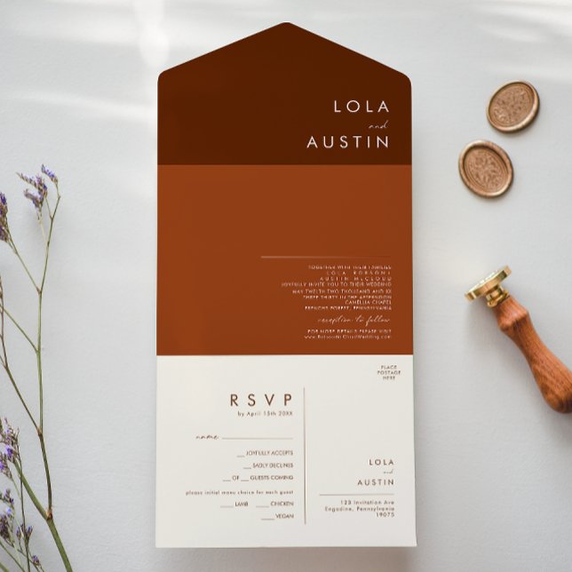 Simple Desert | Dark Cinnamon and Terracotta  All  In One Invitation (Creator Uploaded)