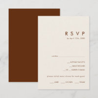 Simple Desert Dark Cinnamon Menu Choice RSVP card