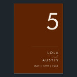 Simple Desert | Dark Cinnamon Table Number<br><div class="desc">This Simple Desert | Dark Cinnamon table number is exactly what you're looking for to complete your modern rustic boho wedding. Perfect for either a vintage minimalist western vibe or a retro fall bohemian feel. The minimal natural white script truly pops with this colourful autumn background. You can choose to...</div>