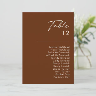 Simple Desert Dark Cinnamon Table Number Chart