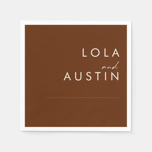 Simple Desert | Dark Cinnamon Wedding Napkins (Front)