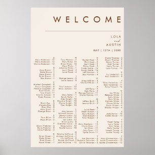 Simple Desert Natural White Alphabetical Seating Poster