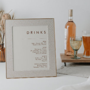 Simple Desert   Natural White Drinks Menu Sign