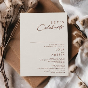 Simple Desert Natural White Let's Celebrate Invitation