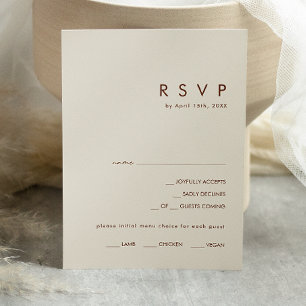 Simple Desert Natural White Menu Choice RSVP Card