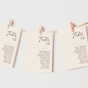 Simple Desert   Natural White Table Number Chart