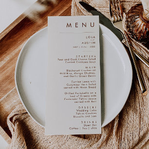 Simple Desert Natural White Wedding Dinner Menu