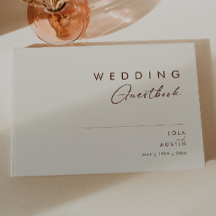 Simple Desert Natural White Wedding Guest Book