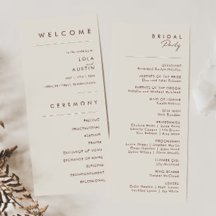 Simple Desert   Natural White Wedding Program Programme