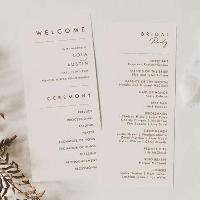 Simple Desert | Natural White Wedding Program Programme (Creator Uploaded)