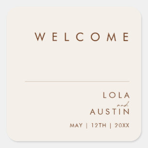 Simple Desert   Natural White Wedding Welcome Square Sticker