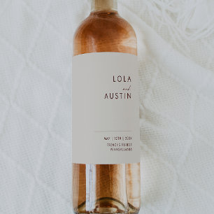 Simple Desert Natural White Wedding Wine Label