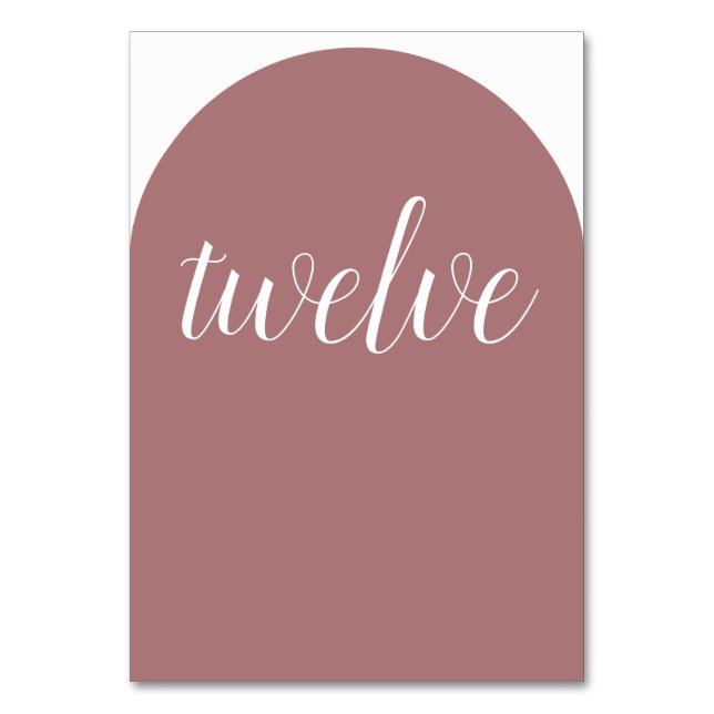 Simple Desert Rose Rounded Table Number (Front)