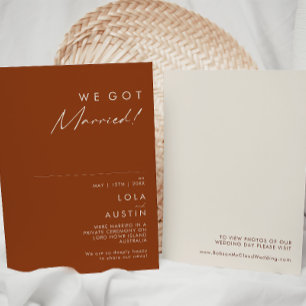 Simple Desert   Terracotta Elopement Announcement