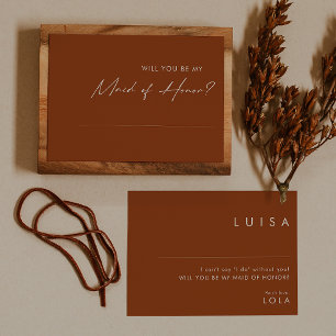 Simple Desert Terracotta Maid of Honour Card
