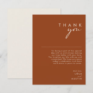 Simple Desert Terracotta Reception Thank You Card
