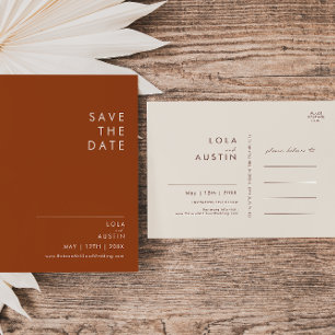 Simple Desert   Terracotta Save The Date Postcard