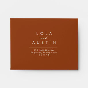 Simple Desert Terracotta self-addressed RSVP Envelope