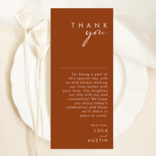 Simple Desert Terracotta Tall Thank You Card