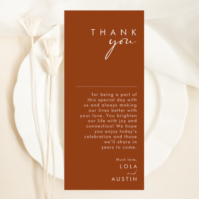 Simple Desert Terracotta Tall Thank You Card (Creator Uploaded)