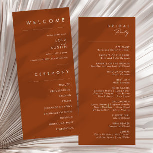 Simple Desert Terracotta Wedding Program Programme