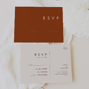 Simple Desert Terracotta Wedding RSVP Postcard