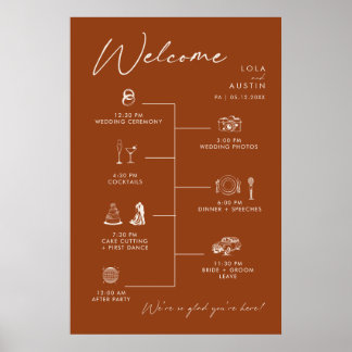 Simple Desert Wedding Timeline Sign