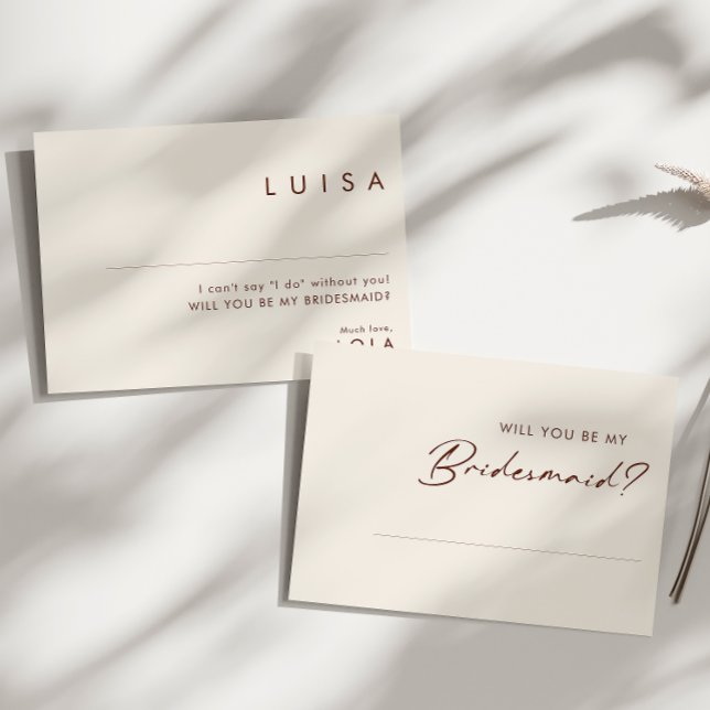 Simple Desert White Bridesmaid Proposal card (Creator Uploaded)