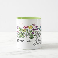 SIMPLE DESIGN FLOWERS "GROW IN GRACE" BIBLE VERSE