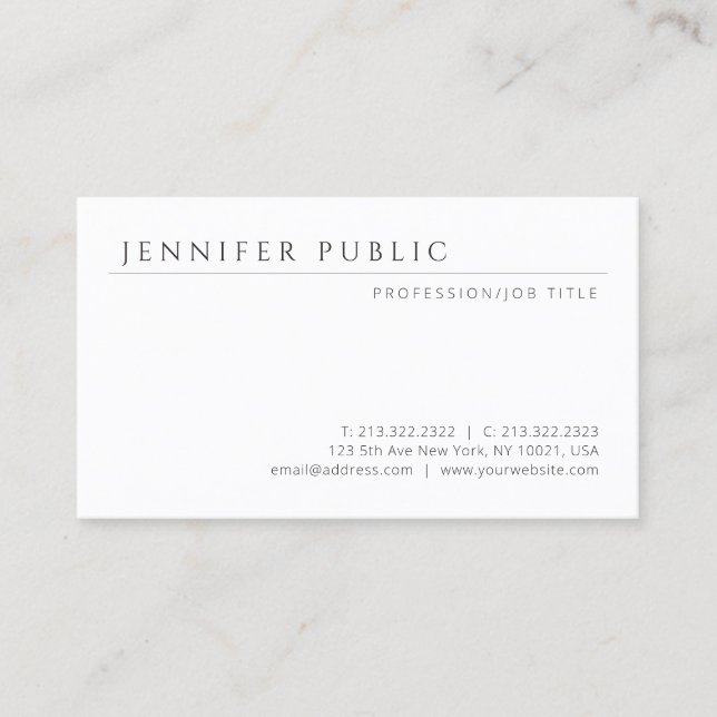 Simple Design Modern Elegant Minimalist Template Business Card (Front)