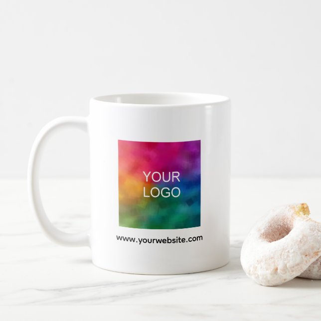 Simple Design Upload Your Business Logo Here Coffee Mug (With Donut)