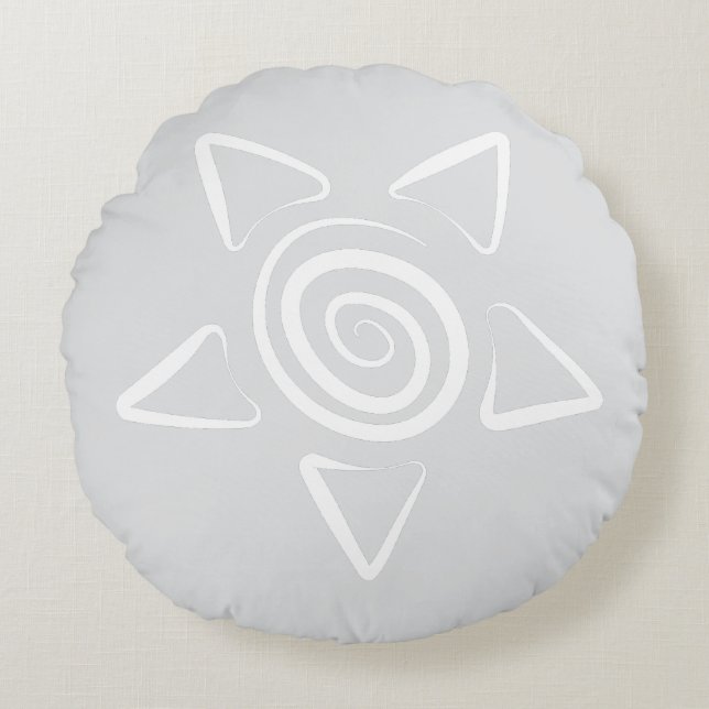 Simple Designed Grey Colour  Round Cushion (Front)