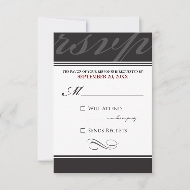 Simple Designer RSVP Card (ebony) (Front)