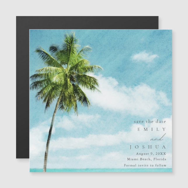 Simple Destination Beach Wedding Save The Date Magnetic Invitation (Front/Back)