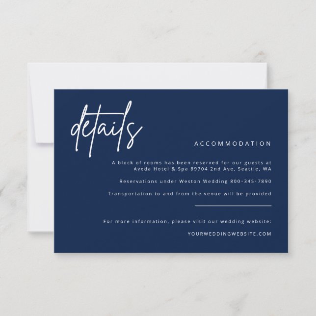 Simple Details Wedding Invitation Enclosure Card  (Front)