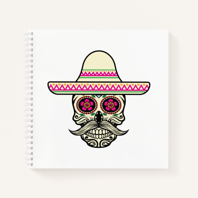Simple Dia de Muertos Skull with Hat | Notebook (Front)