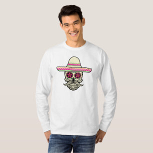Simple Dia de Muertos Skull with Hat Sleeve Shirt